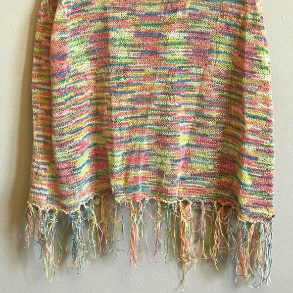 O’Neill M tank top yellow blue fringe cut out bohemian summer vacation casual - Picture 3 of 7